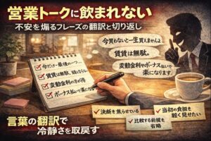 営業トークに飲まれない──不安を煽るフレーズの翻訳と切り返し