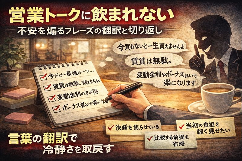 営業トークに飲まれない──不安を煽るフレーズの翻訳と切り返し