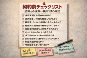 契約前チェックリスト──恐怖から現実へ戻る１０の確認